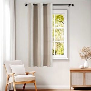 jinchan Blackout Linen Textured Curtain Panel Grommet Top 38"x72"Greyish Beige